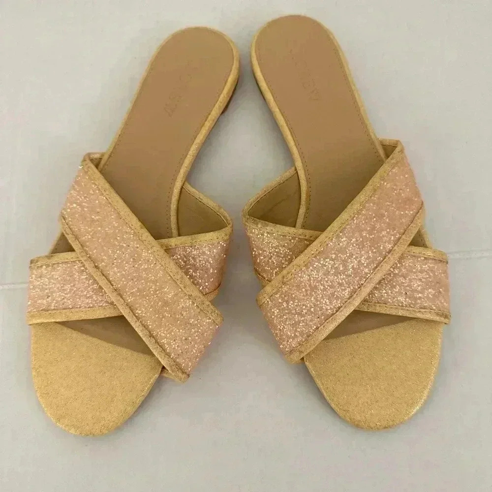 J Crew Women's Glitter Cora Crisscross Sandals Size 9